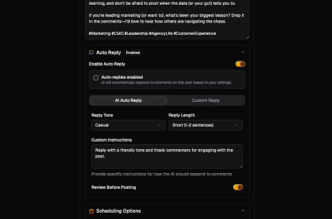 keep your audience engaged 24/7 with auto replies